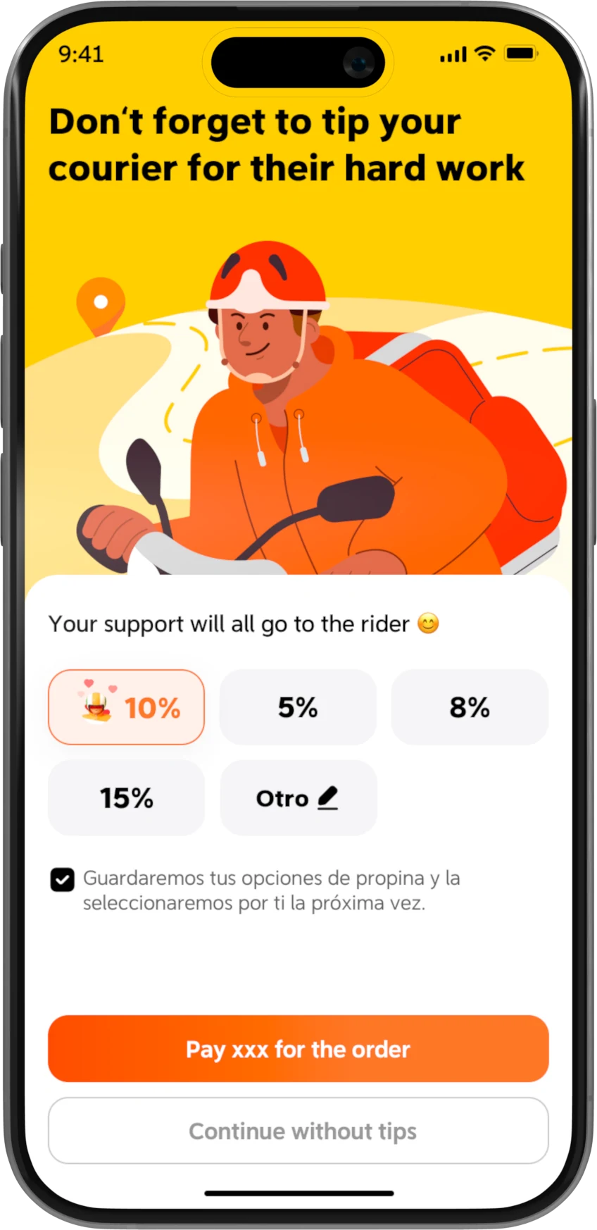 DiDi Food 小费支付体验界面
